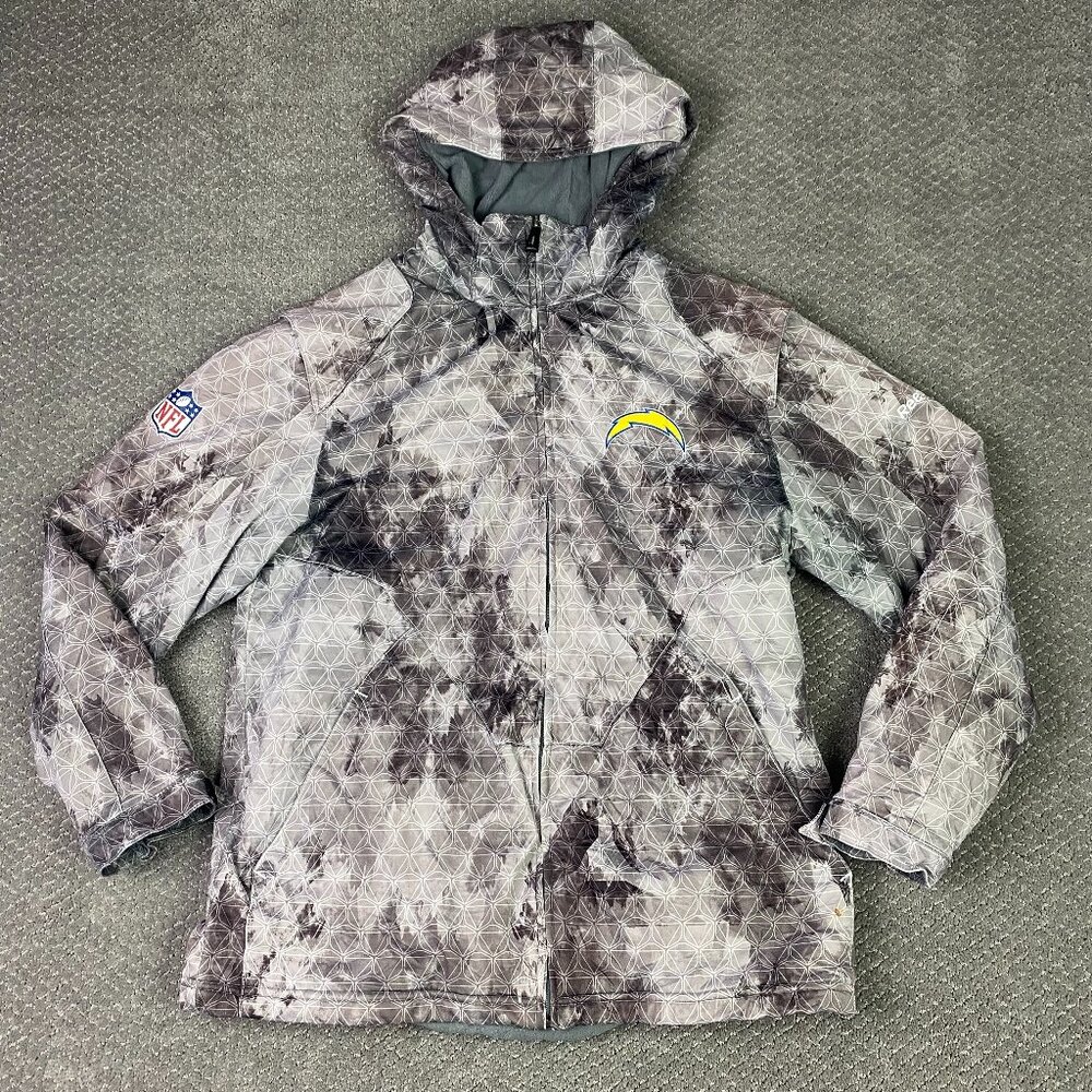 San Diego Chargers Reebok On Field Jacket Puffer Winter Men's Medium Camo Gray
